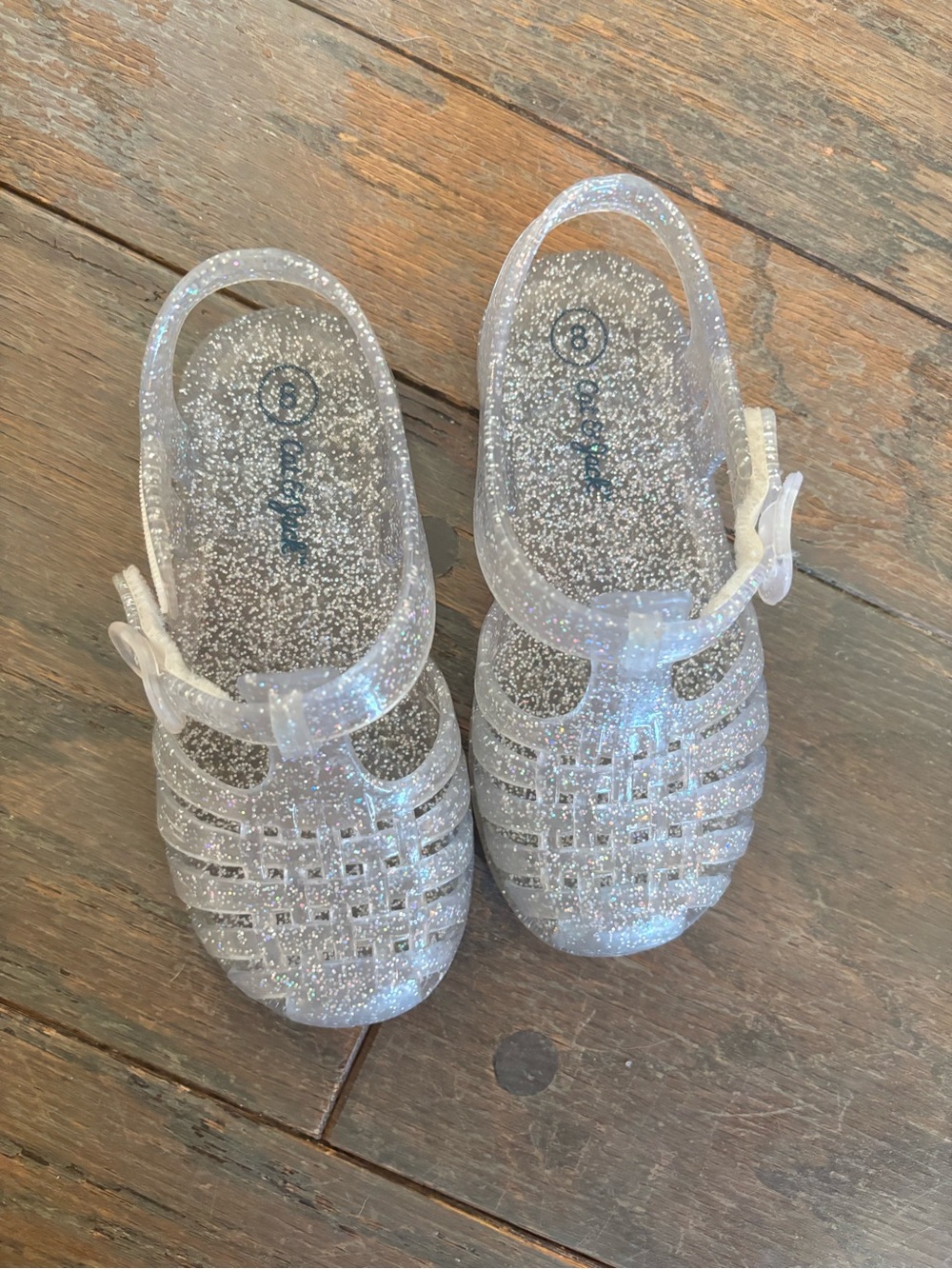 Cat & Jack Clear Silver Glitter Jelly Sandals for Kids - Summer Shoes Toddler 8